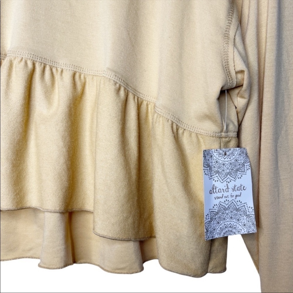 ALRAR’D STATE NWT Mica Ruffle Peplum Hem Top Size Medium in New Wheat Tan - Picture 5 of 16